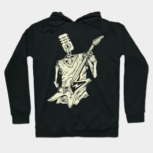 Funny Microphone Skeleton Playing Electric Guitar Hoodie